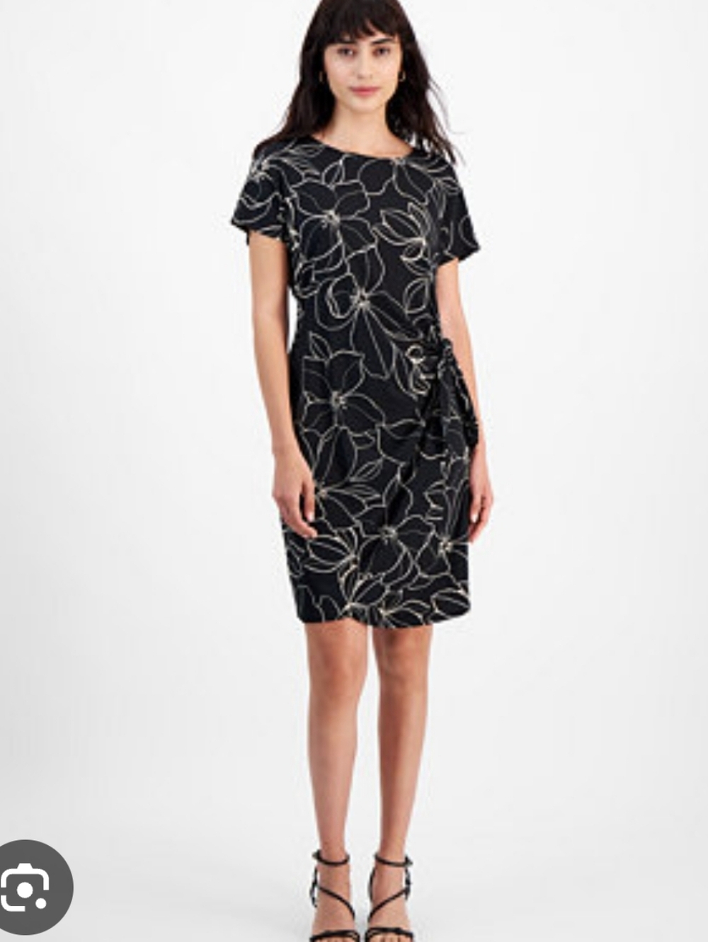 Signature by Robbie Bee Black Floral Dress 2X Short Sleeve Sheath NWT Career